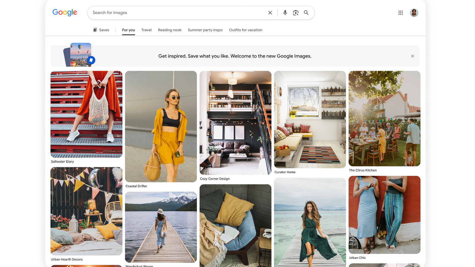 Google Images launches a Pinterest-like redesign with a browsable, dynamic gallery of images, and adds a way for users to create AI images in Search