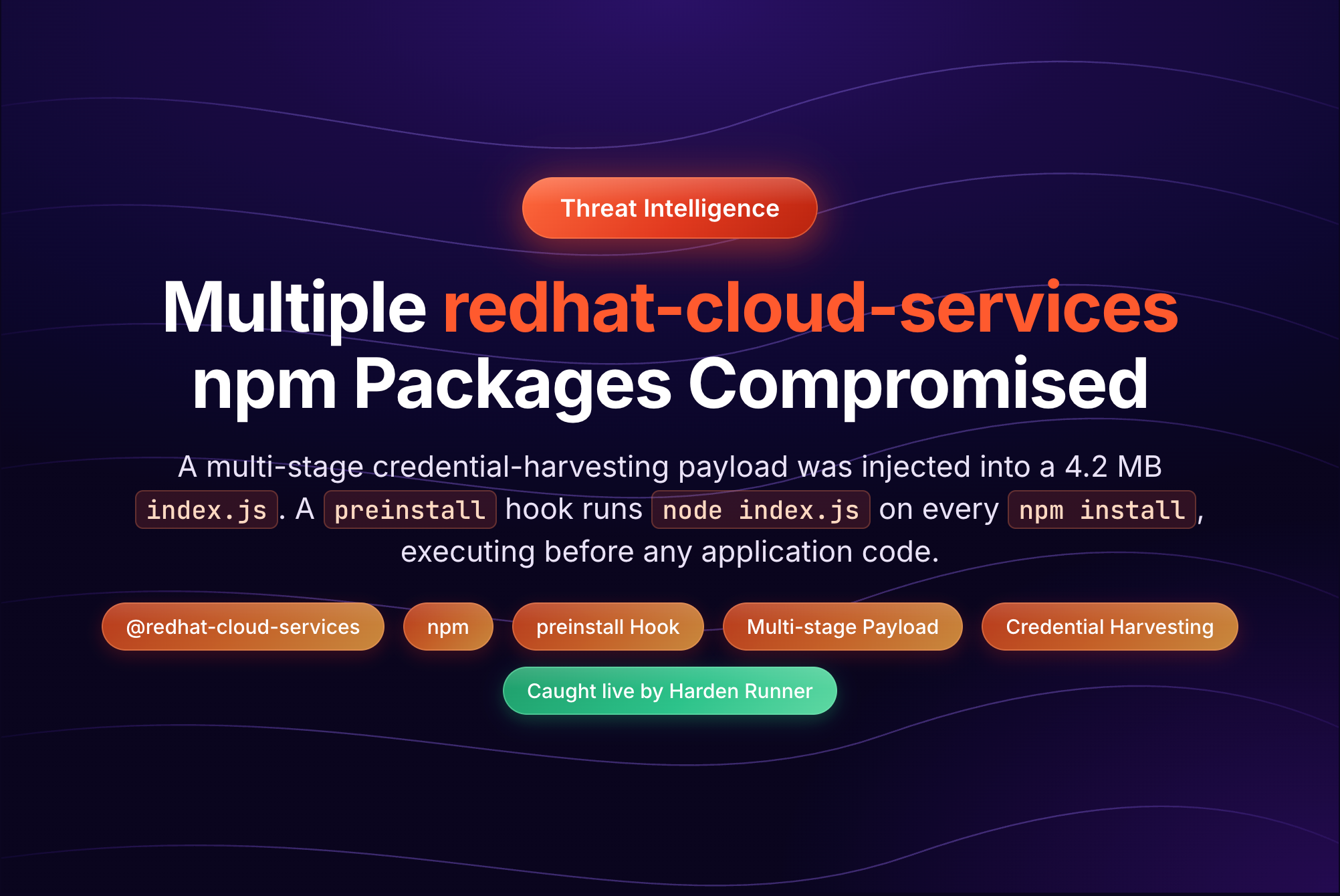Researchers find packages in the @redhat-cloud-services npm namespace shipped malware that harvests credentials for GitHub Actions, AWS, GCP, Azure, and others