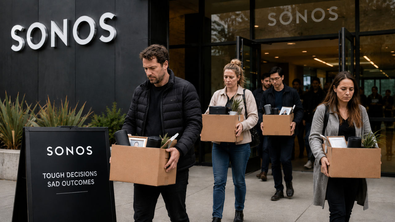 Sonos' layoffs include some top design and product executives, like VP of Design Dana Krieger; CEO Tom Conrad says the changes reduce management layers