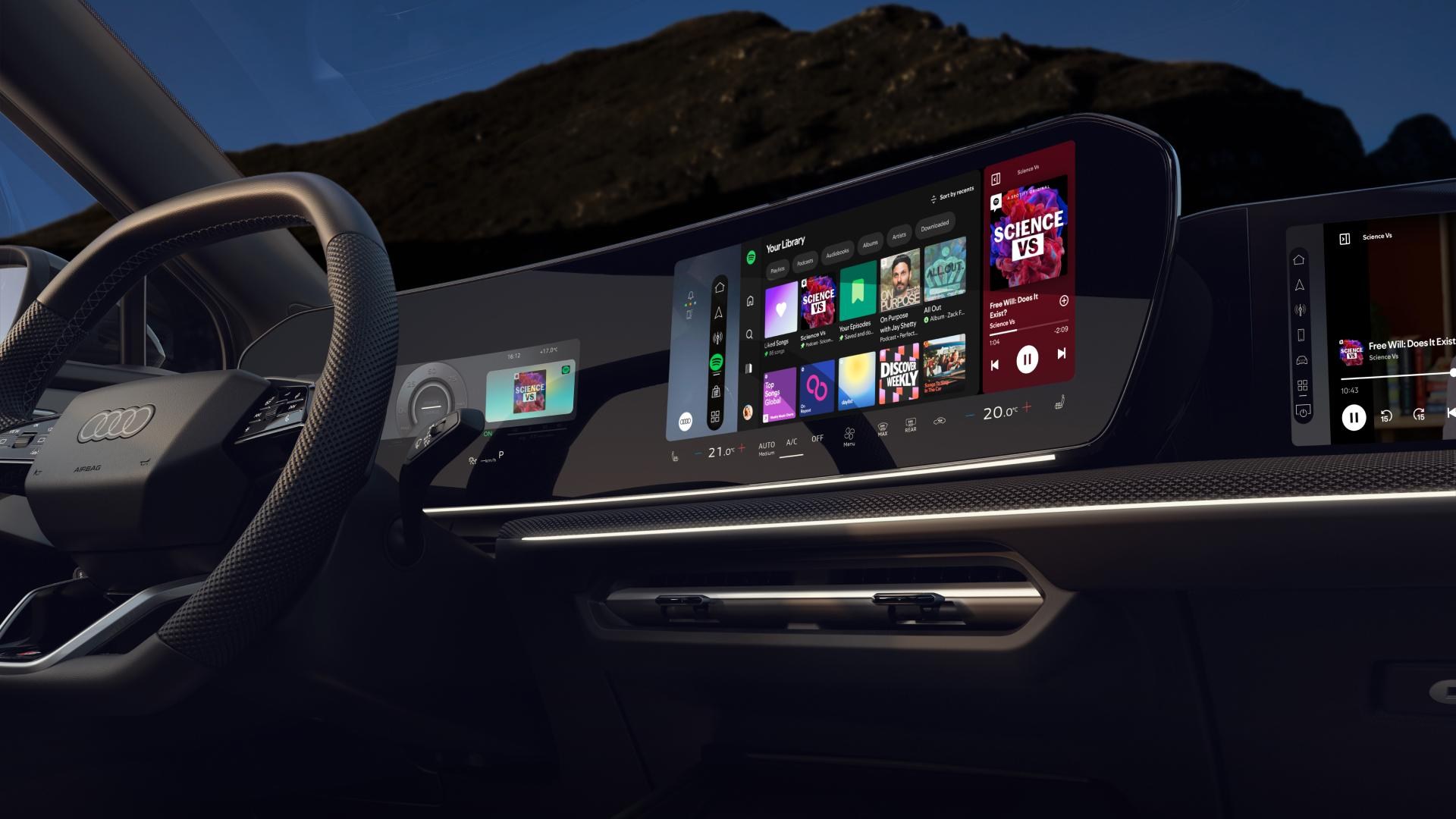 Spotify unveils its first native in-car app, built on Android Automotive OS and available now on select Audi models, with a custom UI controlled by Spotify