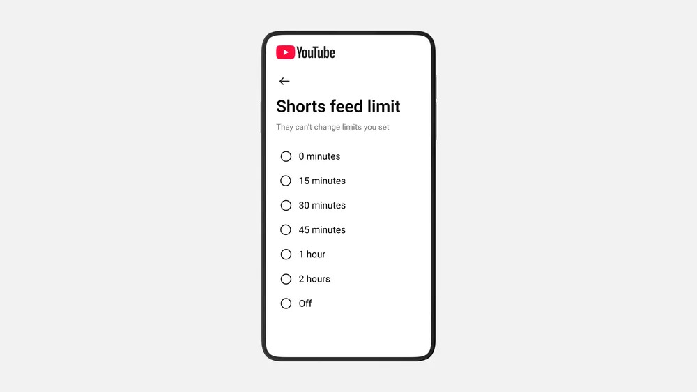YouTube now lets users set a zero-minute Shorts time limit, effectively removing them from its iOS and Android app; the lowest previous option was 15 minutes